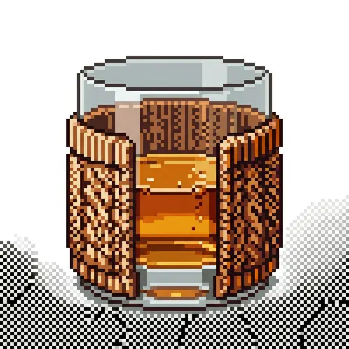 Half-Filled Knit Whiskey Glass Illustration