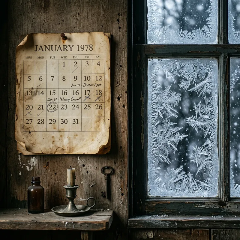 1978 Calendar Page: Eerie Frost Scene and Mystical Aura 1978 Calendar Page: Eerie Frost Scene and Mystical Aura
