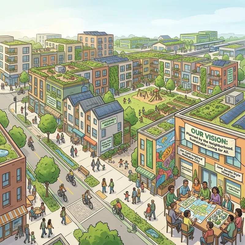 Inclusive Sustainable Neighborhood of the Future | Jan Gehl & Jane Jacobs Inspiration