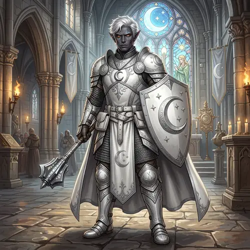 Half-Drow Male Cleric Character Art