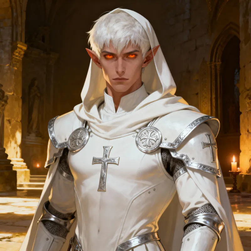 Half-Drow Male Cleric Character Art