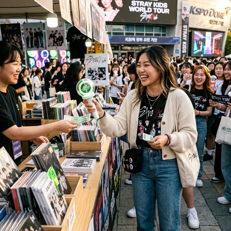 Happy Korean College Student Shopping for Kpop Lightstick