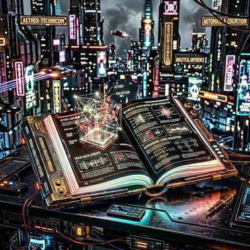 Futuristic Computer Science Book: Neon & Holograms