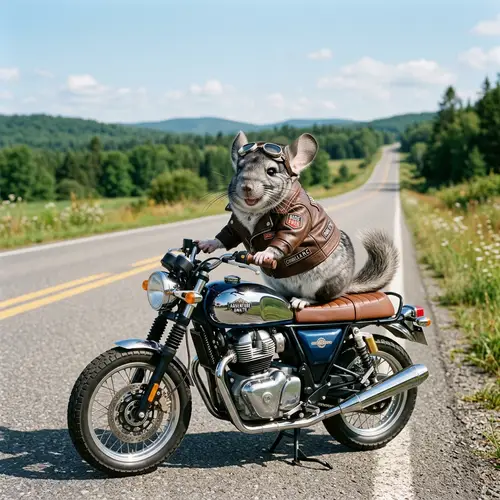 Adorable Chinchilla Riding a Motorbike for an Adventure