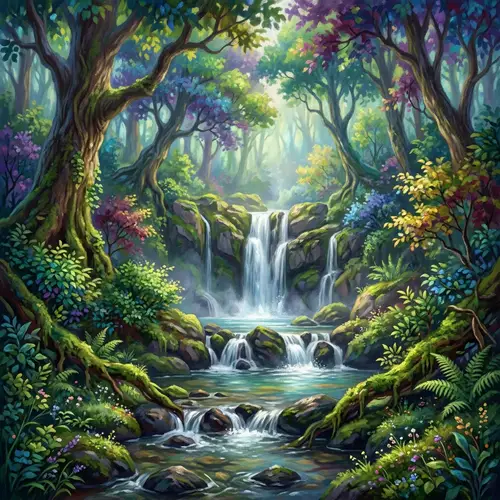 Mystical Forest with Hidden Waterfall: A Dreamy Escape