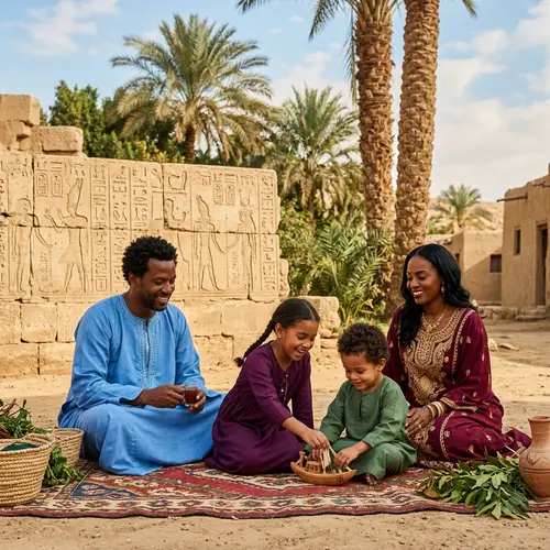 Heartwarming Egyptian Family Enjoying Time Outdoors