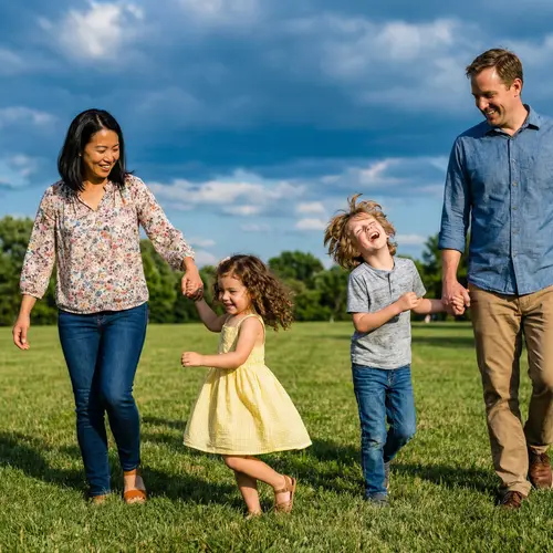 Happy Family Enjoying a Beautiful Day Together