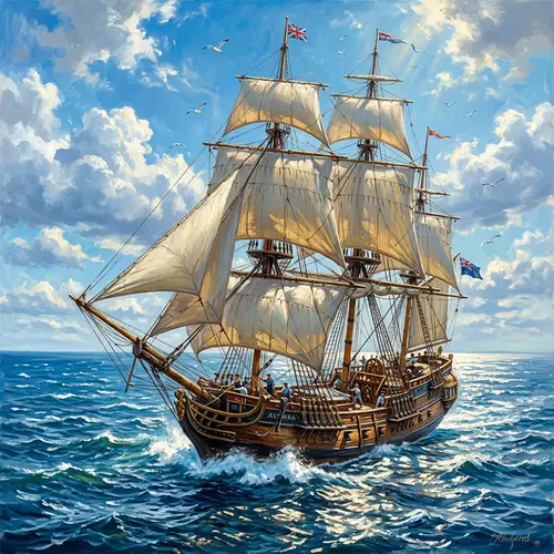 Majestic Ship Sailing in Open Sea