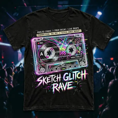 VHS Tape Art T-Shirt Design for Rave Lovers