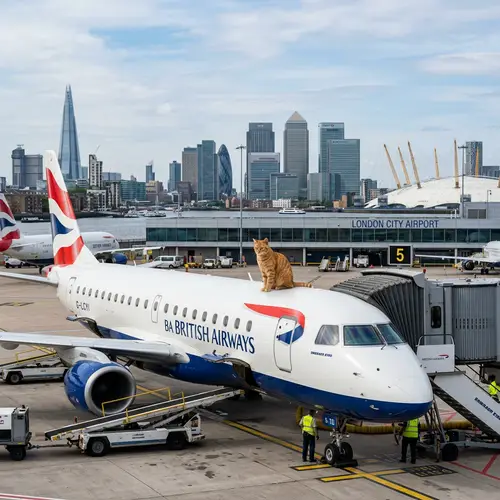 Cat on a Plane at London City Airport