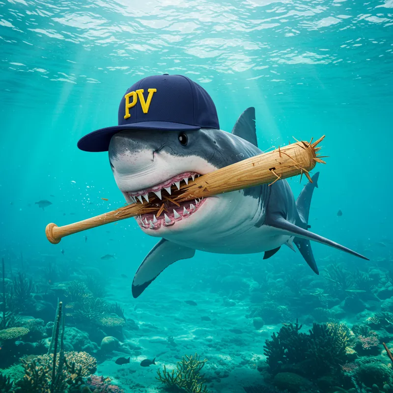 Shark in Baseball Hat with Broken Bat