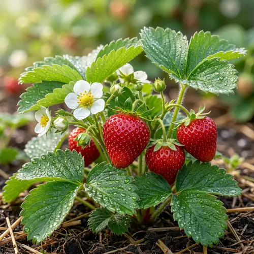 Vibrant Strawberry Plants: Macro Photography
