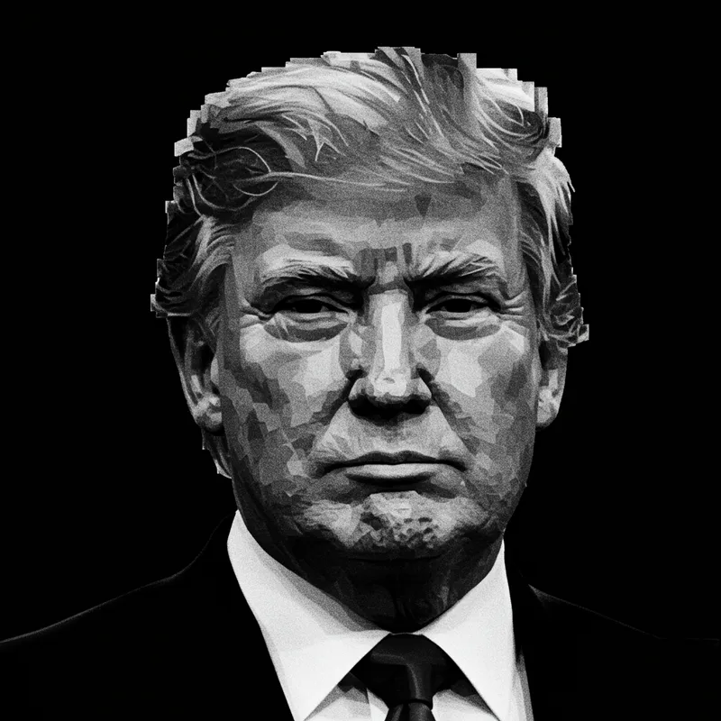 Pixelated Black and White Image of Donald Trump