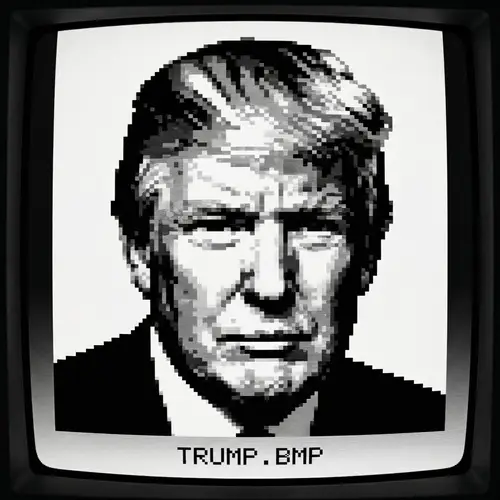 Pixelated Black and White Image of Donald Trump
