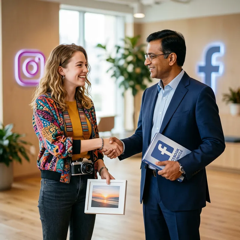 Instagram and Facebook Handshake - A Visual Harmony