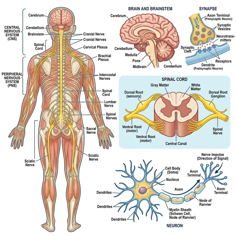 Human Nervous System: Brain, Spinal Cord & Neurons