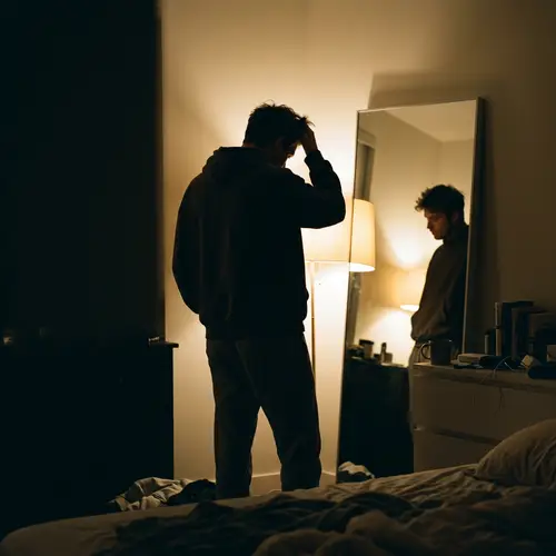 Home Mirror Silhouette Art of a Young Man