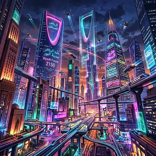Futuristic Riyadh Cityscape: A Cyberpunk Vision