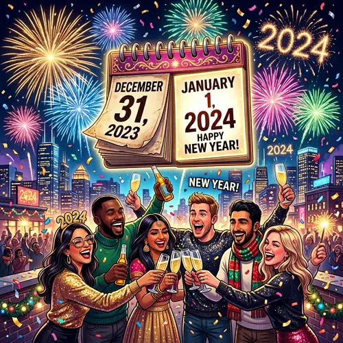 2024 New Year Transition Celebration with Diverse Group