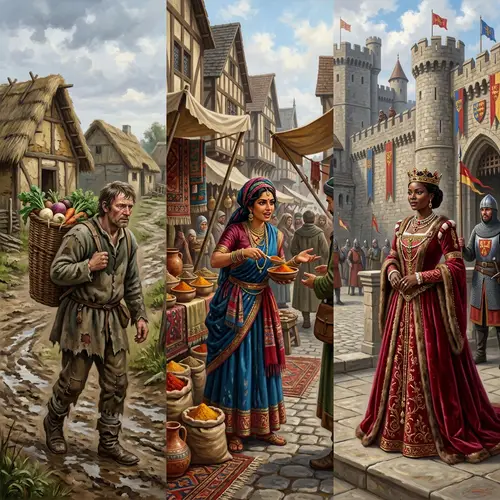 Medieval Social Status Visualization: Peasant, Merchant, Noble