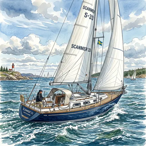 Detailed Illustration of Scanmer 33 Sailing Ship - Seafaring Romance