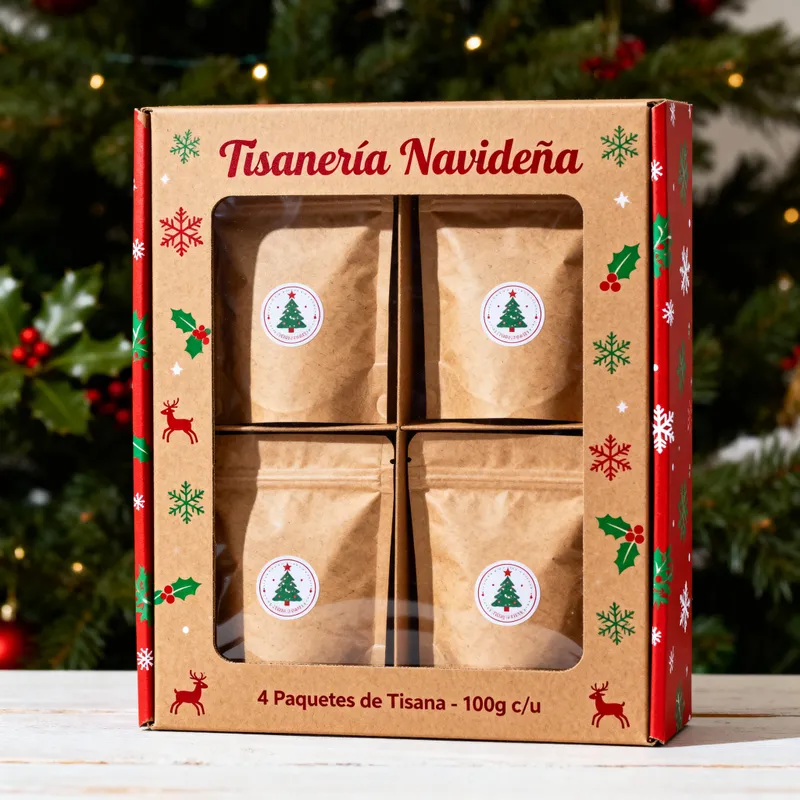 Christmas-Themed Tea Package with Window Box Design