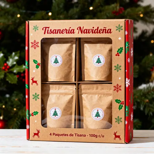 Christmas-Themed Tea Package with Window Box Design