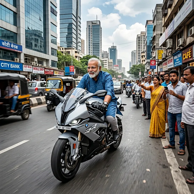 Prime Minister Narendra Modi Riding a High-Performance Motorcycle Prime Minister Narendra Modi Riding a High-Performance Motorcycle