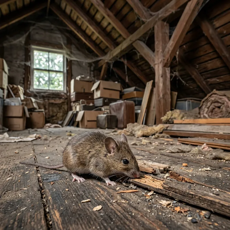 Ultra-Realistic Mouse Image in House Attic Ultra-Realistic Mouse Image in House Attic