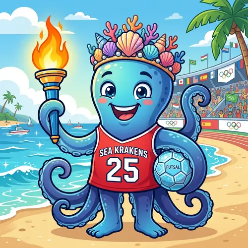 Cute Kraken Mascot with Sports Theme