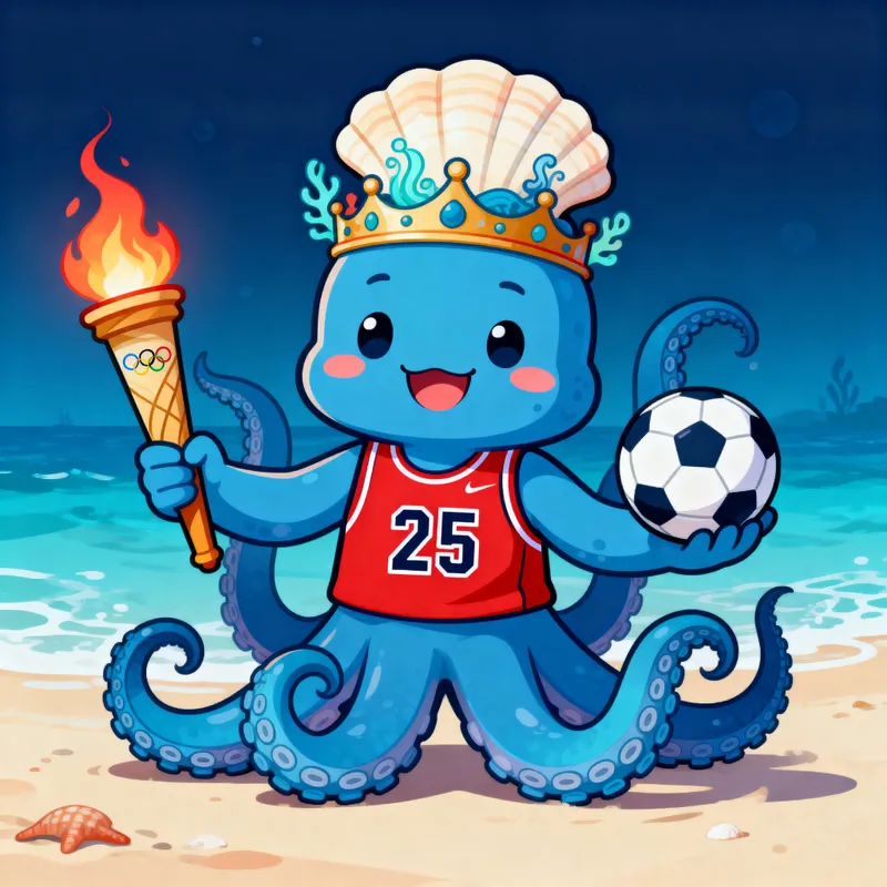 Cute Kraken Mascot with Sports Theme