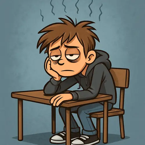 Cartoon Teenager Facing Emotional Burnout