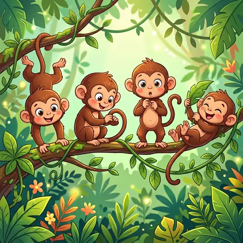 Adorable Baby Monkeys Playing - Cute Monkey Vector Illustration
