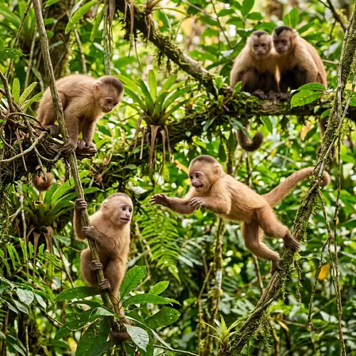 Adorable Monkey Babies Playing in Lively Rainforest