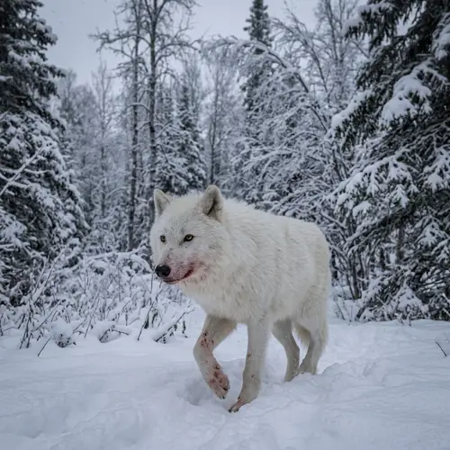 White Wolf in Frosty Winter Forest | Survival Instincts