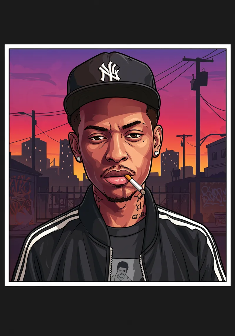 GTA Style Cartoon of UK Rapper Nines