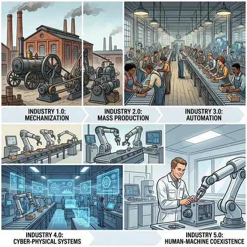 Evolution of Production Systems: Industry 1.0 to 5.0