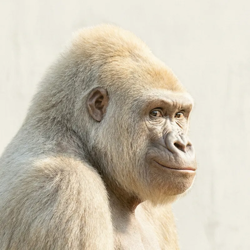 Dynamic Gorilla Portrait - Modern Style with Subtle Smile Dynamic Gorilla Portrait - Modern Style with Subtle Smile