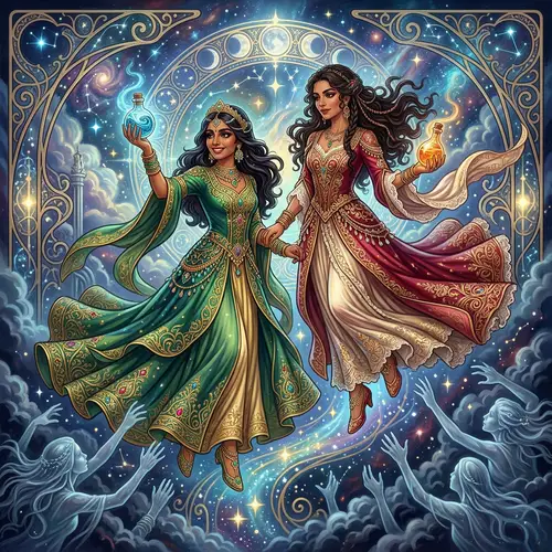 Fantasy Women Ascend to Mesmerizing Sky with Magic Potions