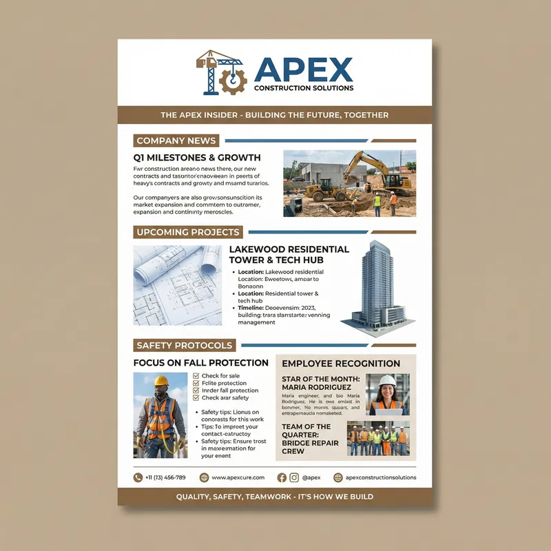 Internal Construction Company Newsletter Design