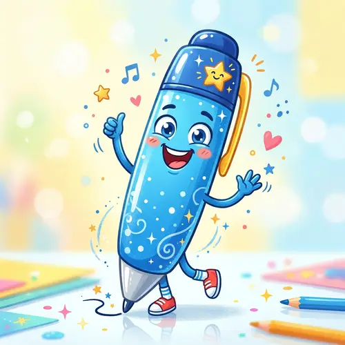 Cheerful Cartoon Blue Pen – Fun Writing Accessory