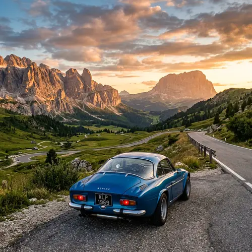 Stunning Blue Sports Car in Picturesque Landscape