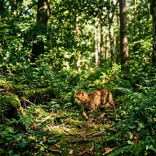 Cat in the Forest - Shadowy Beauty and Stealthy Prowling