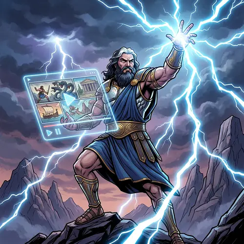 Powerful Greek Mythological Figure with Lightning Representation