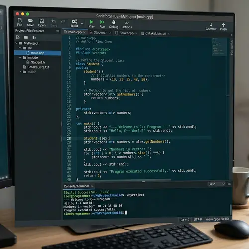 Professional C++ Programming Interface | Code Editor & Console Terminal