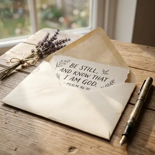 Open Envelope with Inspirational Quote or Scripture