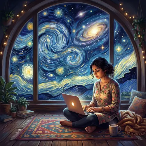 Cosmic Digital Serenity: A Dreamlike Escape