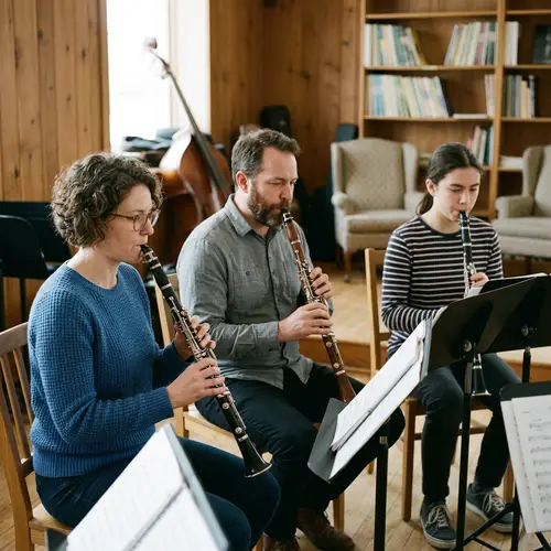 Three Musicians Playing Clarinet