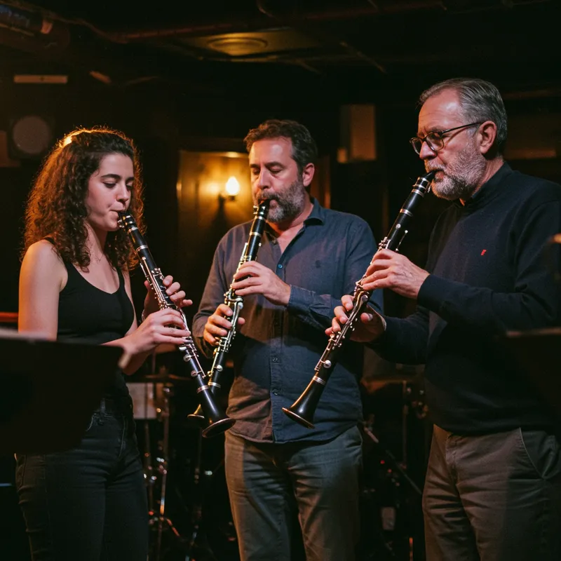 Three Musicians Playing Clarinet