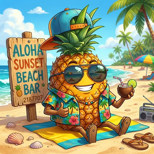 Cool Pineapple Fruit with Eyes and Mouth